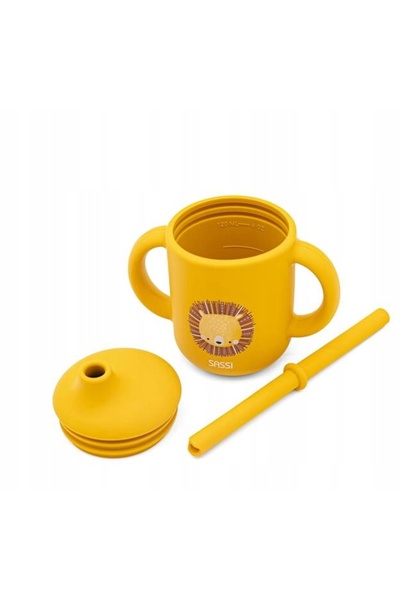 NO BRAND SASSI: Cană din silicon cu pai pentru copii Leu SI0788