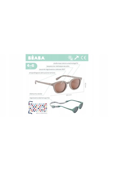 Beaba Ochelari de soare pentru copii 4-6 ani Sunny - Gri Catifea