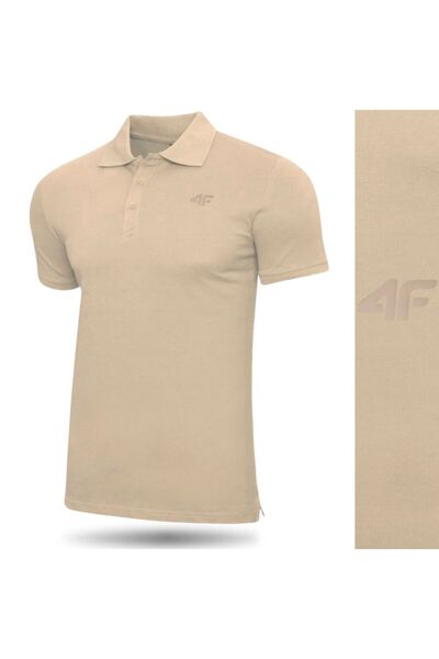 4F Tricou polo bărbați M555 bej 4FWAW25TPTSM555 83S MĂRIMEA XL