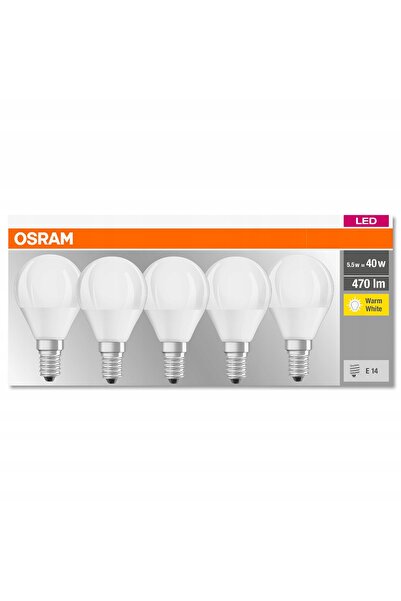 Osram Bec LED E14 tip bilă 5W = 40W 2700K Pachet de 5