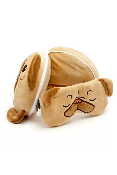 Puckator Pernă de călătorie pentru câini Pug și mască de ochi pliabilă