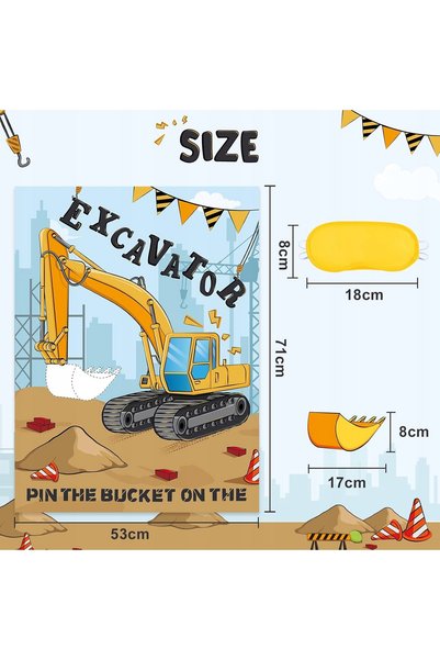 NO BRAND Articole de petrecere, autocolante, plăcuțe, postere cu excavator și...