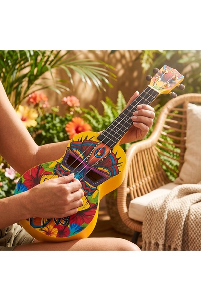 NO BRAND Ukulele Soprano + Husă cu Design Grafic Unic Mahalo Art Tiki
