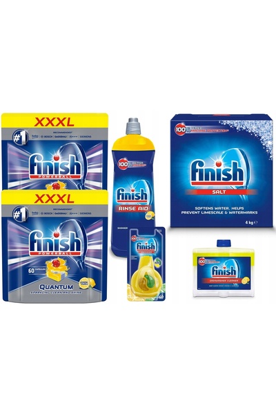 Finish Kit pentru mașina de spălat 4 produse + 2x Capsule Quantum Lămâie 60 u...