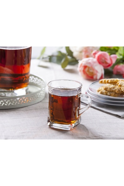 NO BRAND Set de căni din sticlă cu mâner pentru cafea și ceai, Altom Design G...