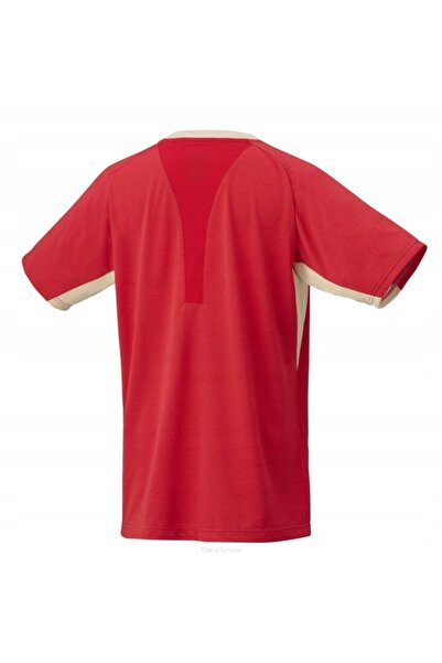 YONEX Tricou de tenis AO cu guler rotund, roșu-bej, mărimea XL