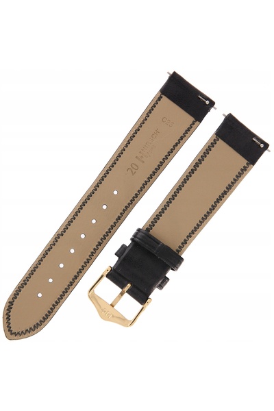 NO BRAND HIRSCH Ascot L - NEGRU - 20mm - Curea de ceas din piele