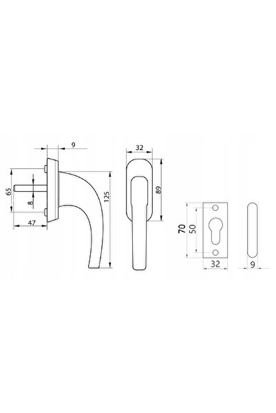 NO BRAND Clemă cu mâner 125 mm pentru uși, porți și garduri