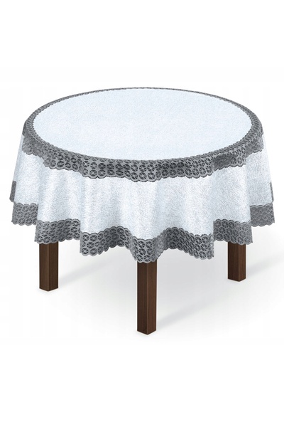 NO BRAND Față de masă rotundă jacard gri, 150 cm, broderie cerc