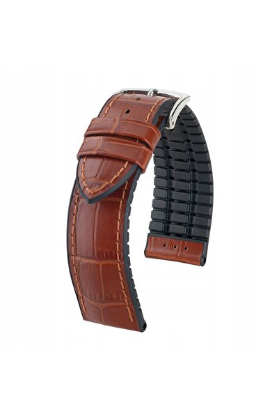 NO BRAND HIRSCH Paul L - 18mm - Auriu-Bronz/Negru - Curea din piele și cauciu...