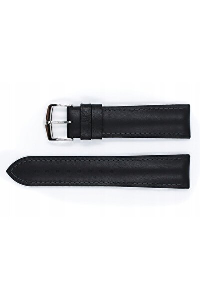 NO BRAND HIRSCH James L - NEGRU/Negru - 18mm - Curea din piele-cauciuc pentru