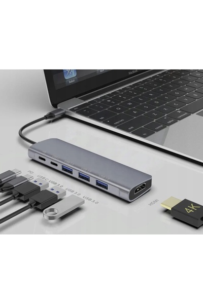 NO BRAND 6-în-1 USB-C HDMI 4K 3x USB 3.0 PD Power Delivery 100W Stație de and...