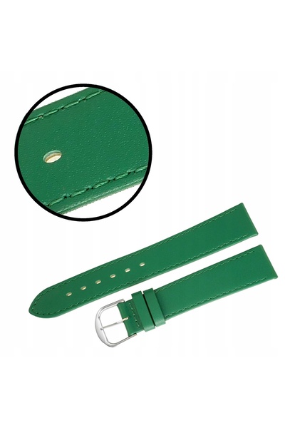 NO BRAND Curea REDA 18mm netedă, verde, cu cusături verzi