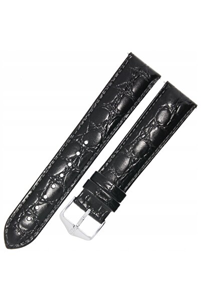 NO BRAND HIRSCH Crocograin L - NEGRU - 20 mm - Curea de ceas din piele