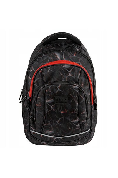 NO BRAND Rucsac școlar pentru adolescenți, model Backup Techno Red, rucsac negru