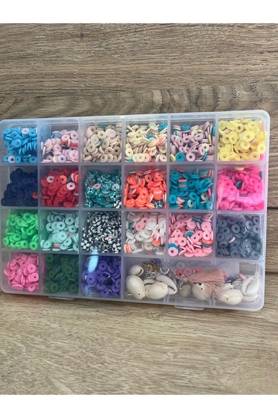 NO BRAND Set DIY de mărgele din lut polimeric de 6mm + fir de 0.8mm
