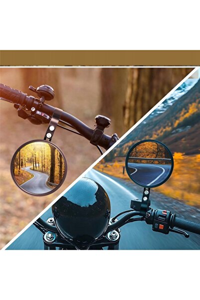 NO BRAND 2x Oglindă pentru ghidon, rotativă la 360° ° Oglindă rotundă de moto...