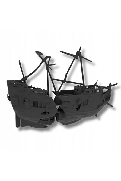 NO BRAND Ornament acvariu navă scufundată pentru pești, negru, decorațiune 3D