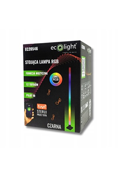 ecolight Lampă de podea RGB muzicală neagră de colț + Telecomandă + Aplicație...