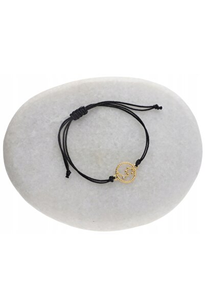 NO BRAND Brățară din șnur auriu, cu semn zodiacal Leu, argint 925, culori