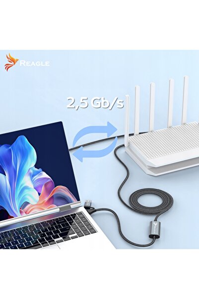 NO BRAND ADAPTOR USB 3.2 ETHERNET, PLACĂ DE REȚEA LAN RJ45, 2,5 Gb/s, 2M