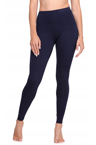 NO BRAND Colanți de damă lungi din bumbac LA40-133 Bleumarin 4XL