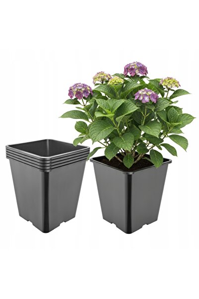 NO BRAND 5x Ghiveci pătrat din plastic 25x25cm 11l negru Garronda