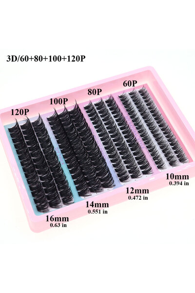 choice2 3D DIY Home Eyelash Extension Kit 384 Clusters of Faux Lashes for Thi...