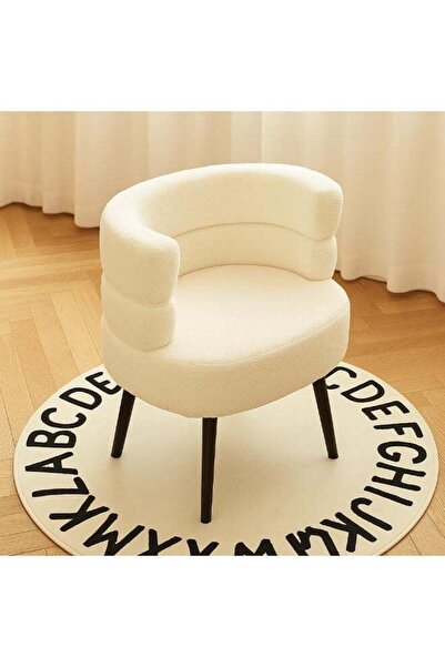 DubaiGallery Elegant Bouclé Accent Chair, Plush Upholstered Armchair with Cur...