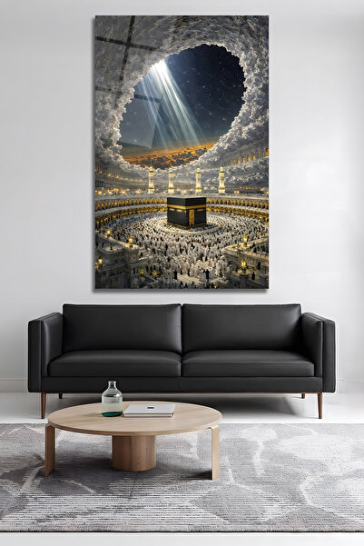 BERSED Kabe Cam Tablo Mescid-i Haram Dekoratif Duvar Tablosu Mekke Temalı İsl...