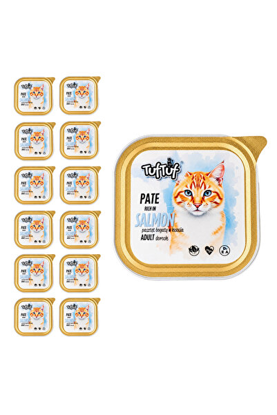 Tuf Tuf TufTuf hrană umedă completă pentru pisici cu Somon, Tavă 12x100g Pate