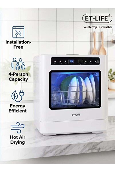 ET-LIFE Countertop Dishwasher, Installation-Free Automatic Dishwasher, 4 Prog...
