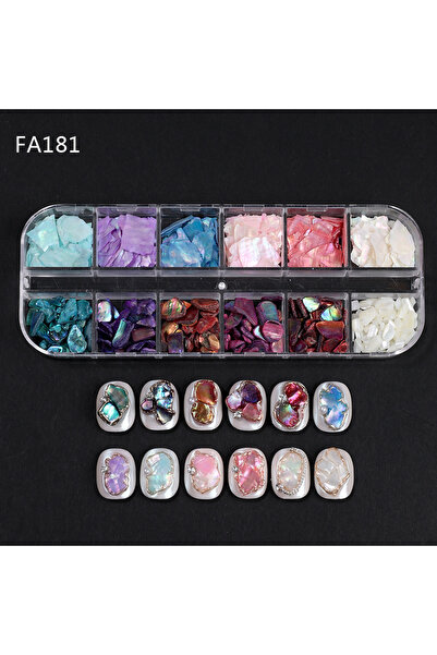 Choice1 FA181 12 Grids Nail Art Aurora Shell Flakes Nails Charms 3D Irregular...