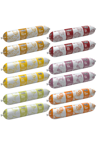 Tuf Tuf TufTuf hrană umedă completă pentru câini 6 Arome Roll 12x900g 70% Carne
