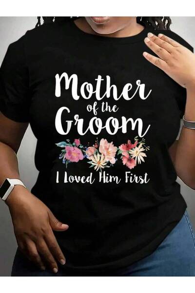 21JNRY تي شيرت مطبوع عليه عبارة Mother Of The Groom I Loved Him First Cruise ...