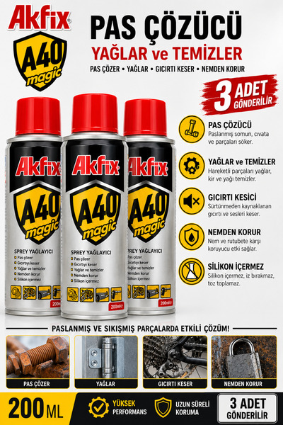 Akfix Pas Çözücü Yağlar Temizler Gıcırtı Kesici Nemden Korur Silikon İçermez ...
