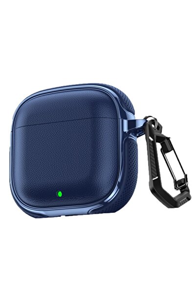UnDePlus Huawei FreeBuds SE 2 / SE 3 ile Uyumlu Kılıf Deri Dokulu TPU Koruyucu Case Metal Karabinalı Şarj Gir