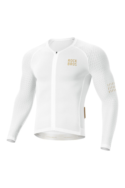 ROCKBROS YDCX008 Tricou de ciclism cu mânecă lungă Diamond, croială slim, alb...