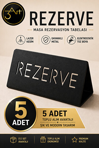 3Art Metal Dekorasyon Tic.Ltd.Şti 5’li Metal Masa Rezervasyon Tabelası - Cafe...