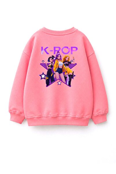 Monila Girl's 3 Thread Fabric Cotton K-Pop Printed Sweatshirt