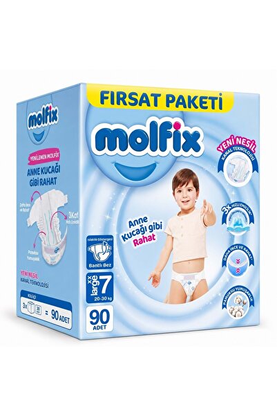 Molfix حفاضات أطفال مقاس 7 20-30 كجم XX كبير 90 قطعة عبوة شهرية
