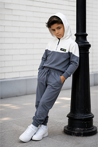zepkids Boy's Hooded Tracksuit Set Bottom and Top Set