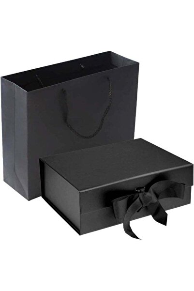 MAMATOONS Luxury Black Gift Box with Bag Magnetic Closure and Ribbon Size 28....