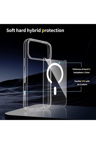 FixFame iPhone 17 Pro Clear Case, MagSafe Compatible, Shockproof Transparent TPU Cover, Anti-Yellow Slim Protective Case for Apple iPhone 17 Pro (6.3 Inch)