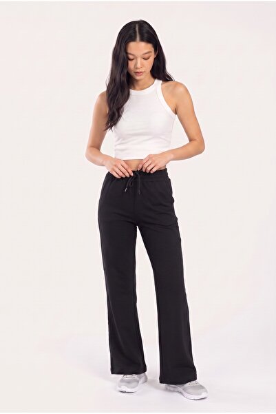 NOTHING Women's High Waist Elastic Waist Lace-Up Palazzo Sweatpants