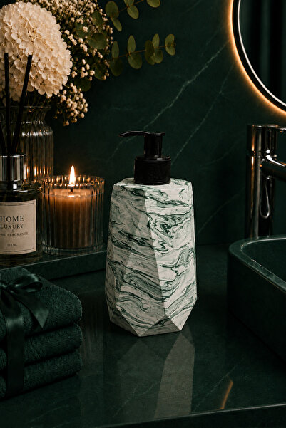 betonmall Marble Patterned Concrete Liquid Soap Dispenser Geometric Design Ha...