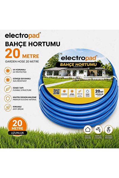 electropad 20 Metre Bahçe Sulama Hortumu Yüksek Kalite Güneşe ve Katlanmalara...