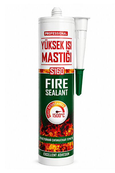 Badem10 Profesyonel 1500°C Yüksek Isı Mastiği Siyah Silikat Bazlı Fire Sealan...