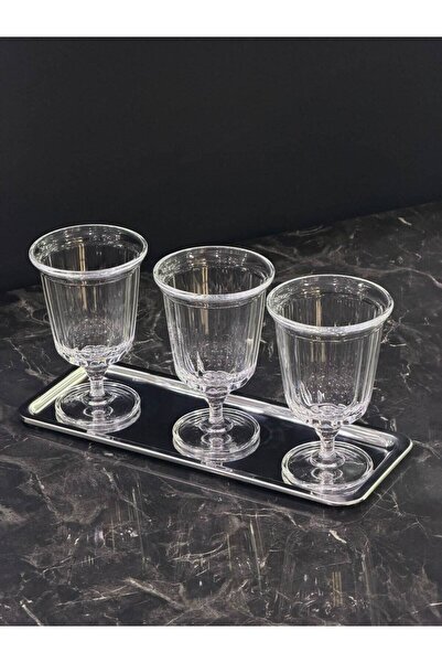 isra kristal Silver Dora 3-Piece Glass Bowl Set with Tray, Breakfast, Snack, ...