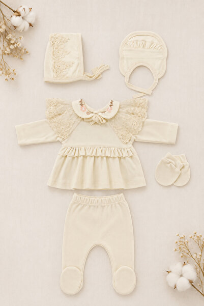 Beniizle Lace Laced 100% Cotton Baby 5-Piece Hospital Discharge Set